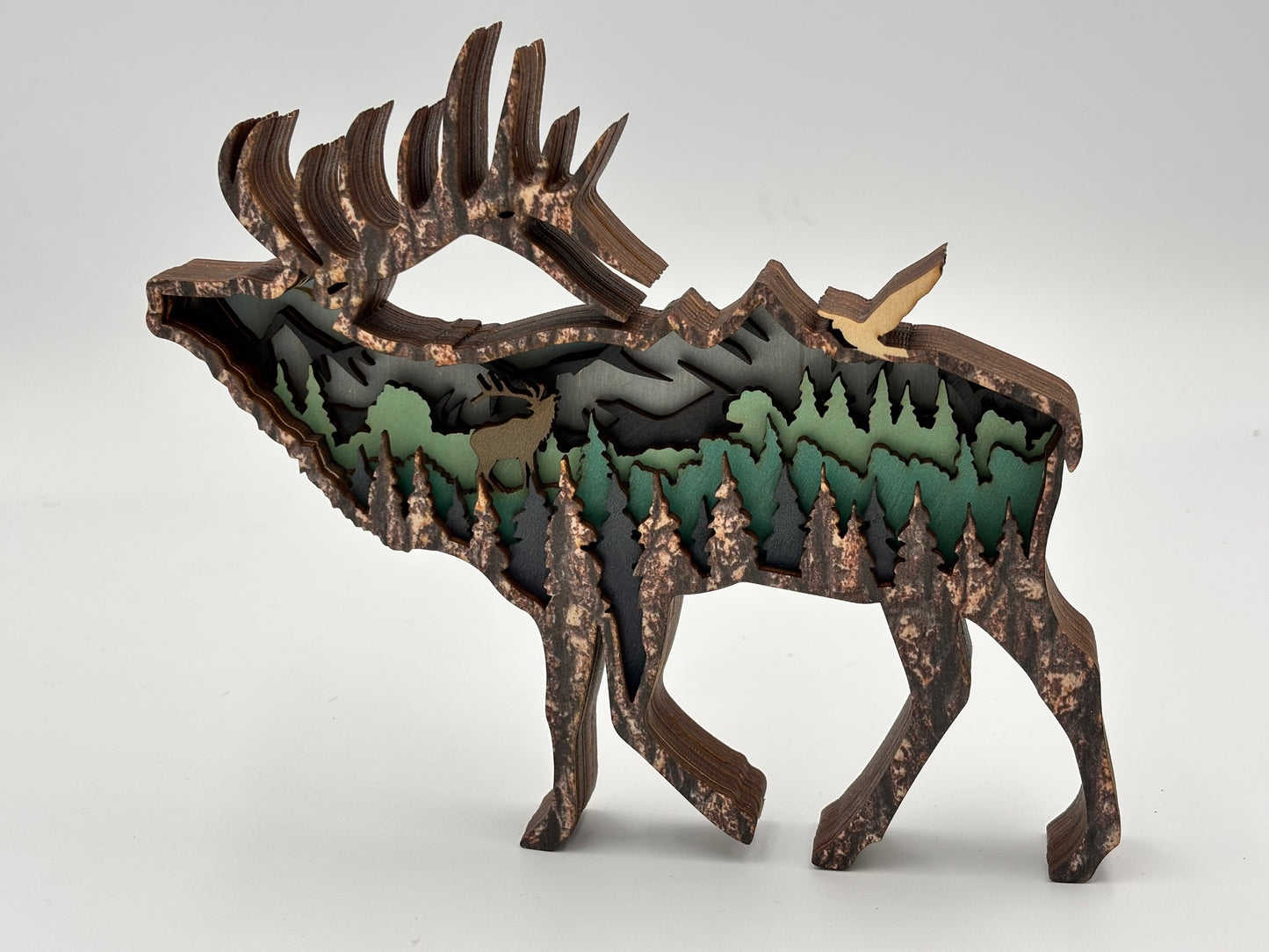 "Elk in the Pines" Wood Art