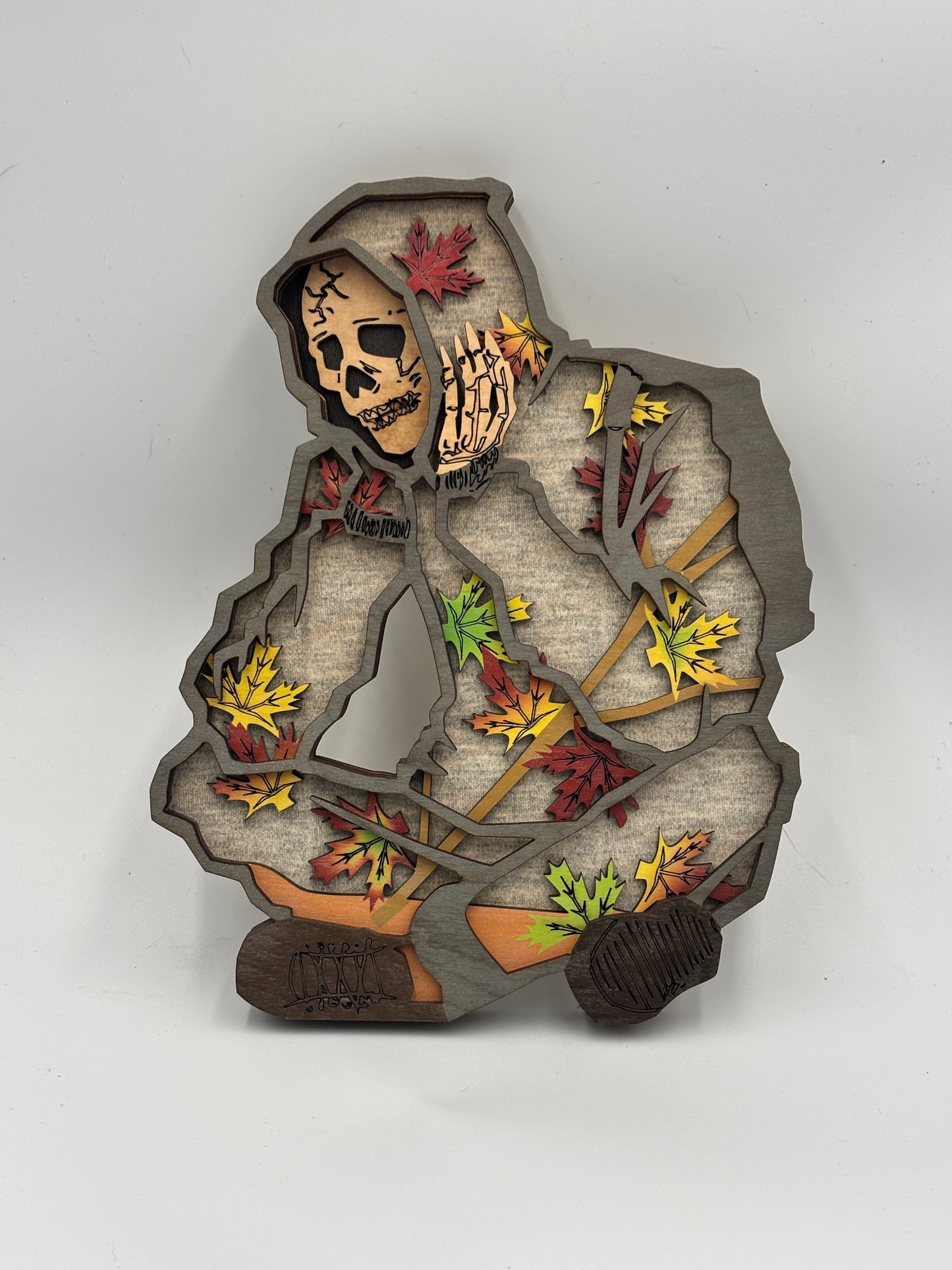"Fall Skeleton" Wood Art